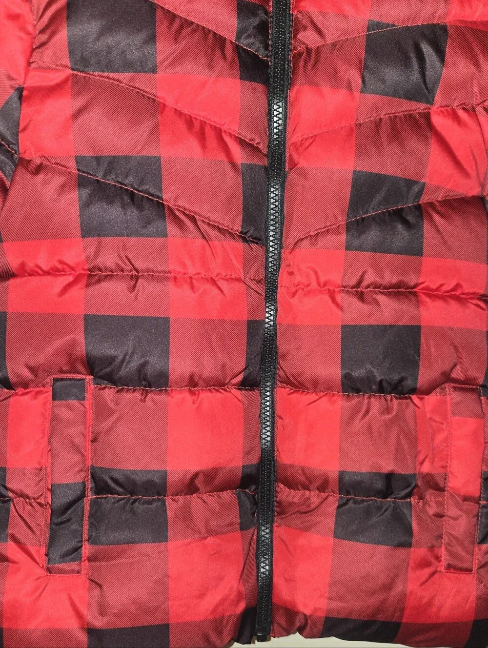 Swiss Tech Red & Black Buffalo Plaid Kids Puffer Jacket